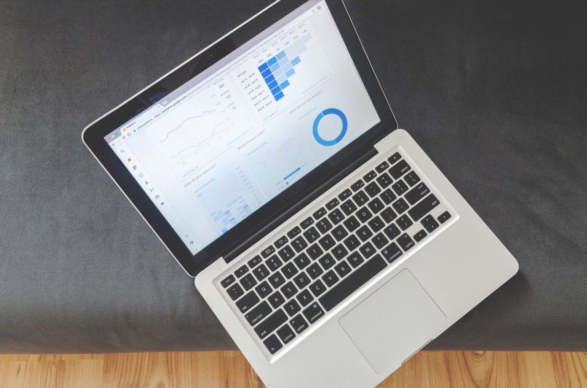 Analytics dashboard on a laptop representing digital promotional channels