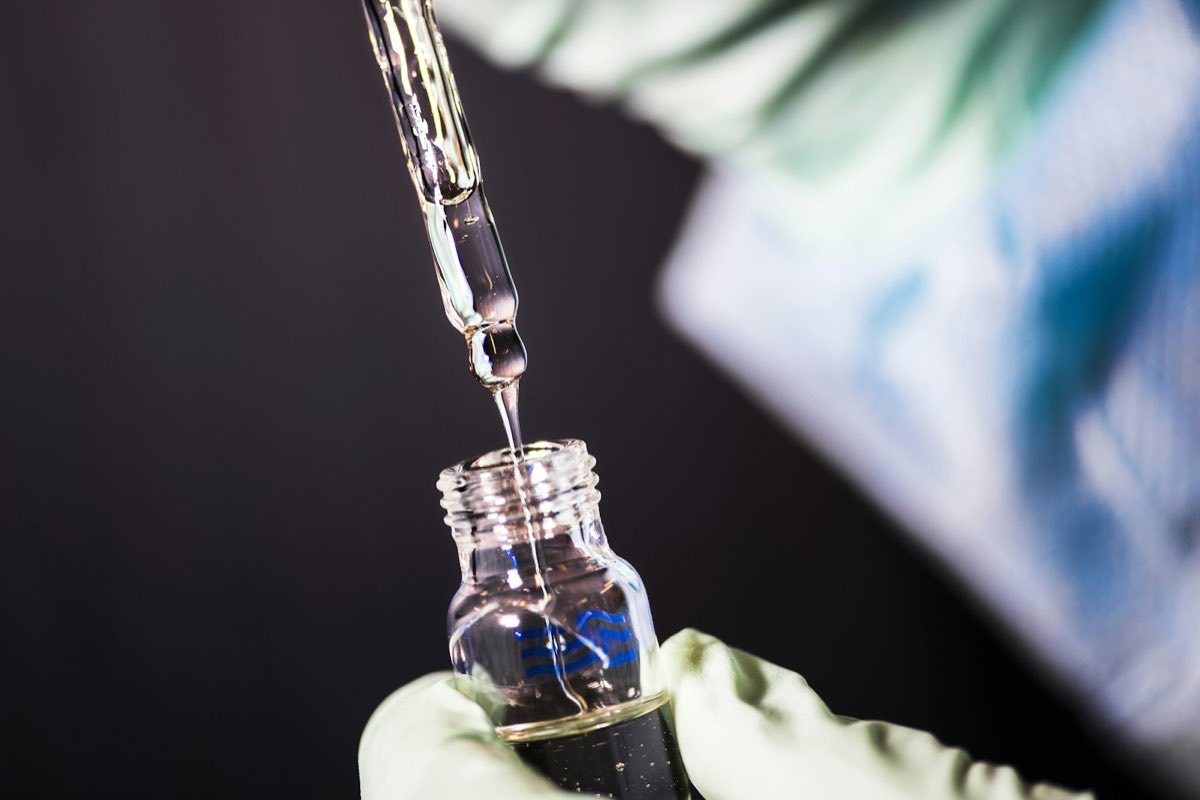 Reagent being drawn in a cell-therapy laboratory
