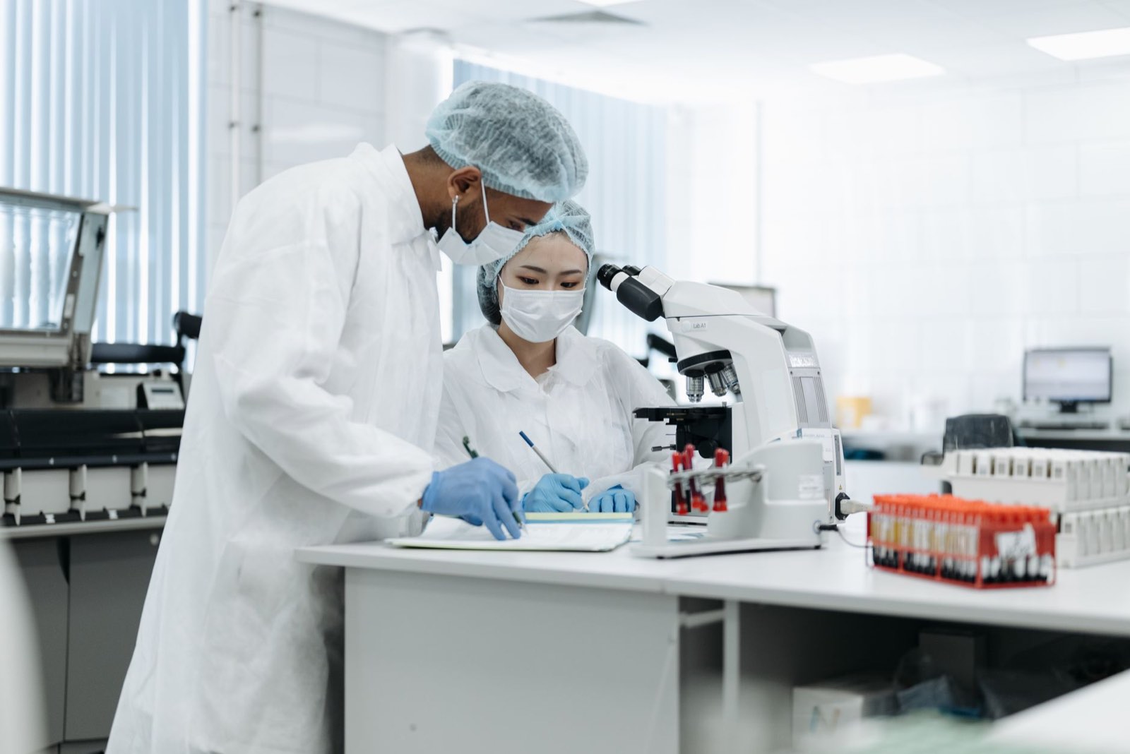 Two scientists conducting research in a laboratory