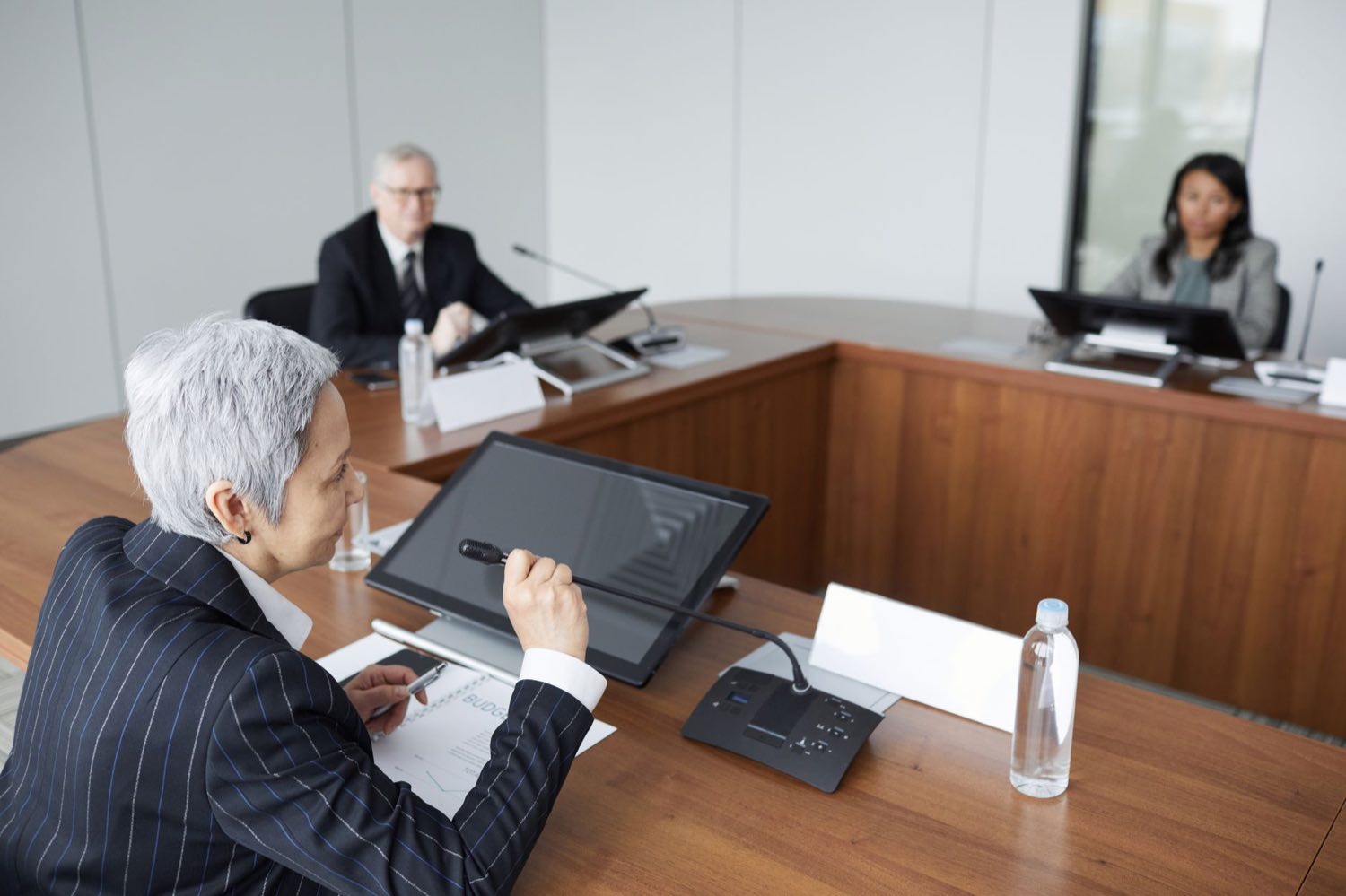 Senior regulatory leaders working a submission strategy at the boardroom table