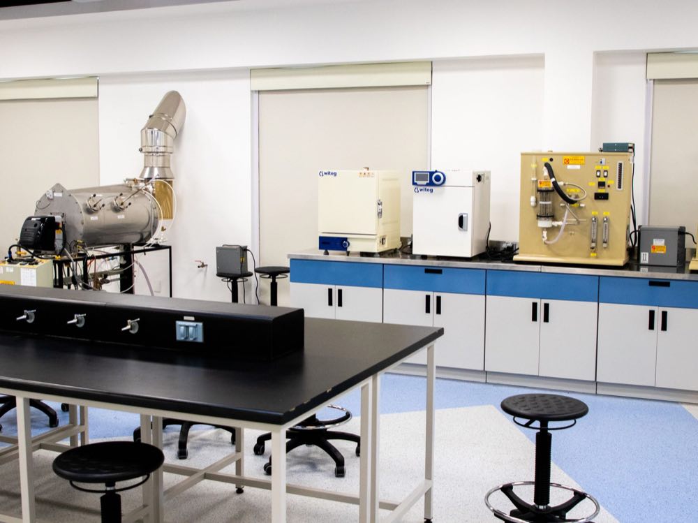 High-spec biotechnology laboratory with stainless equipment