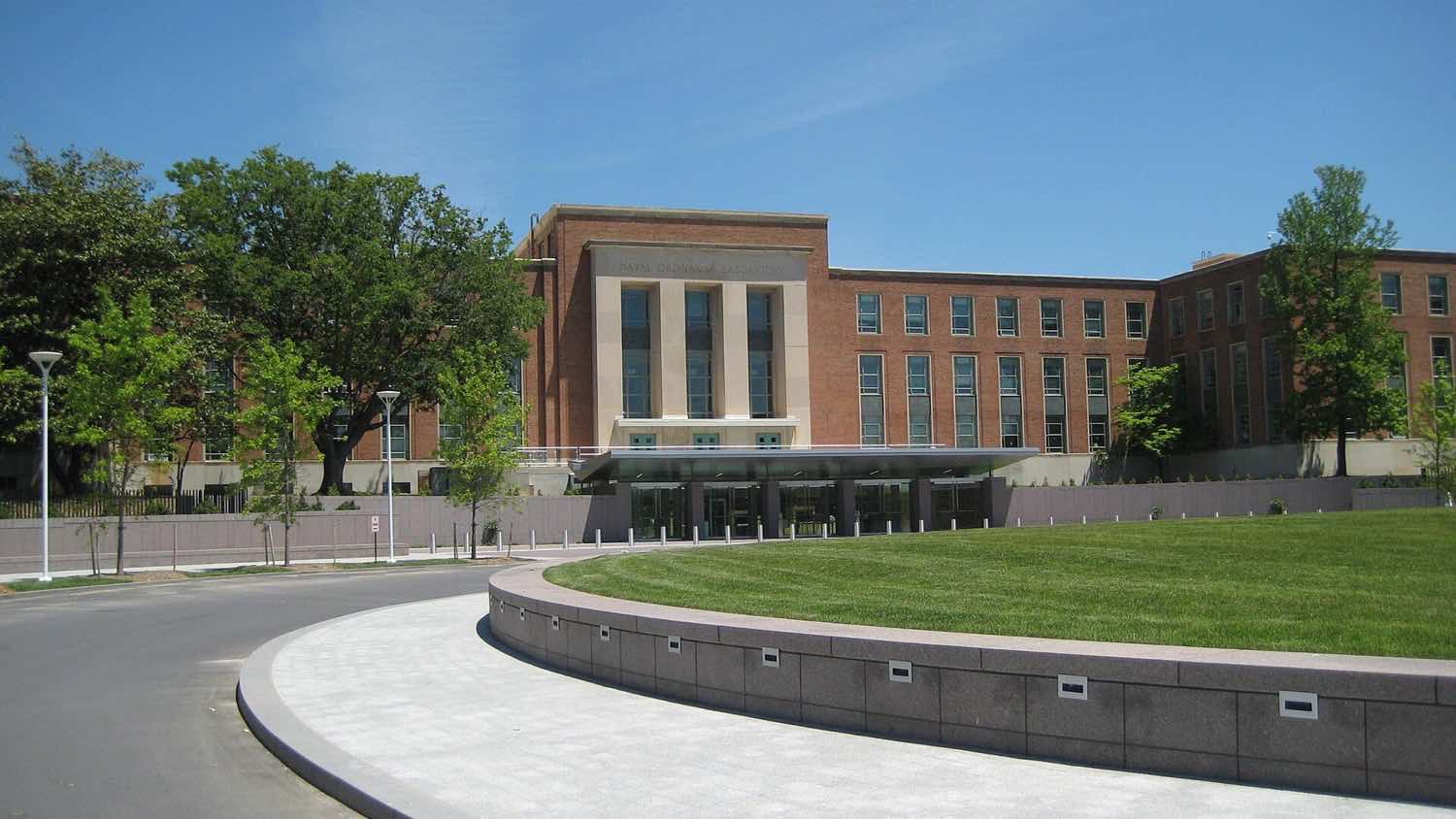FDA Building 1 at the White Oak campus in Silver Spring, Maryland, with its curved entrance plaza