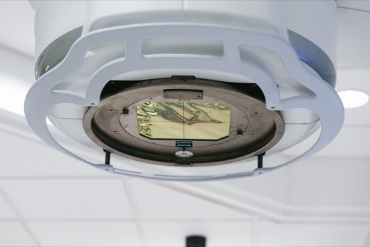 Close-up of medical imaging equipment in a device laboratory