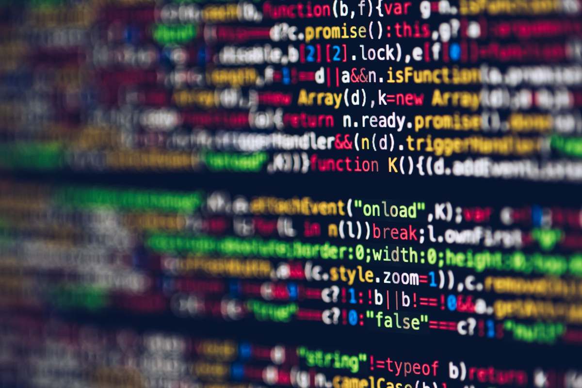 A vivid close-up of colorful source code on a screen