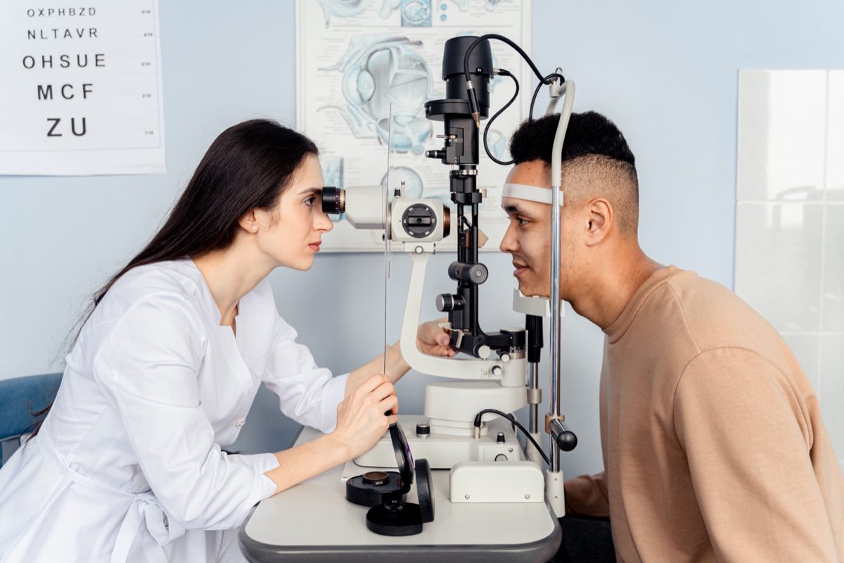 Modern ophthalmic diagnostic equipment in use