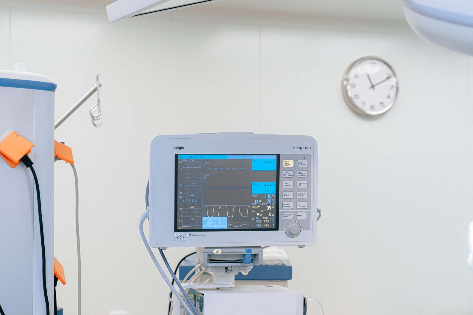 A modern vital signs monitor in a hospital setting