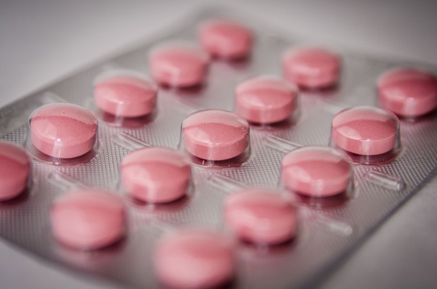 Pharmaceutical tablets on a production line