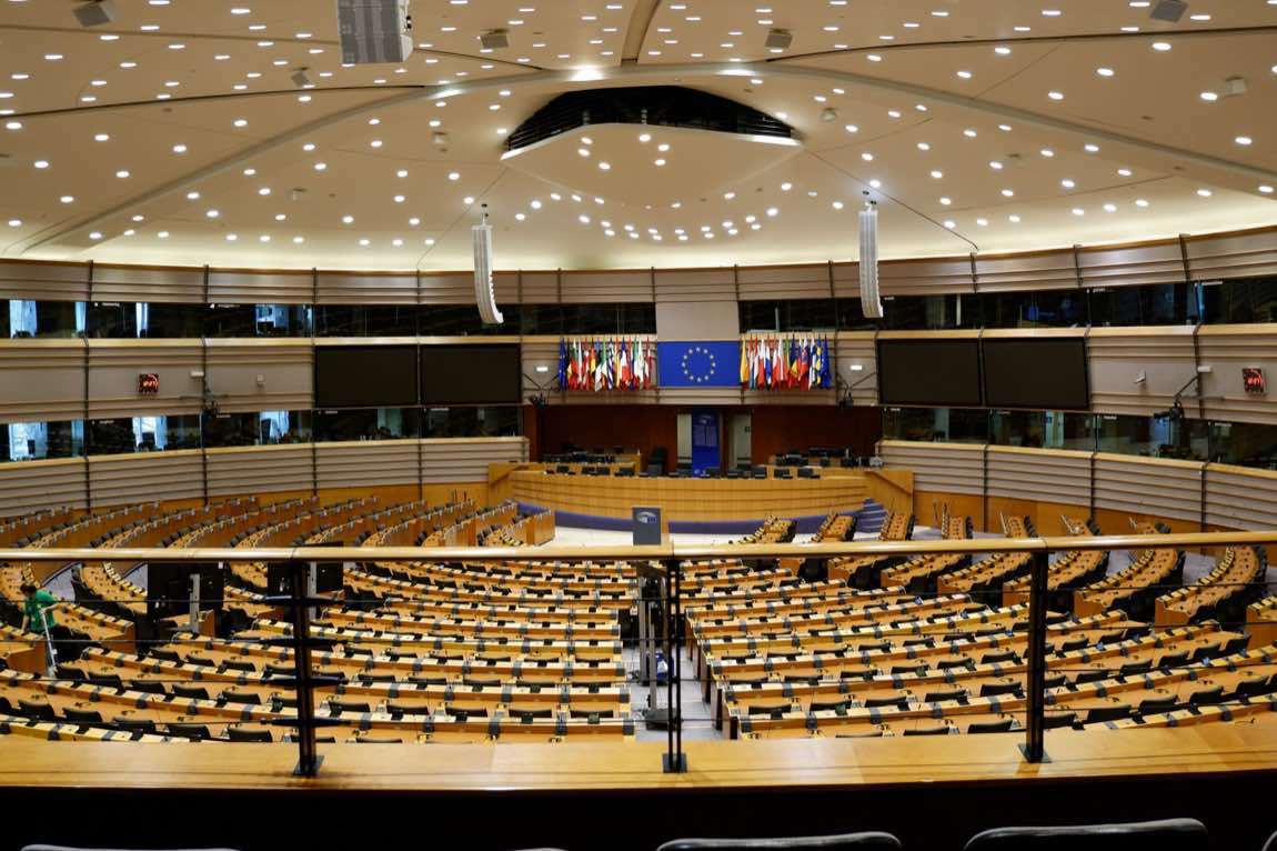 The European Parliament chamber in Brussels
