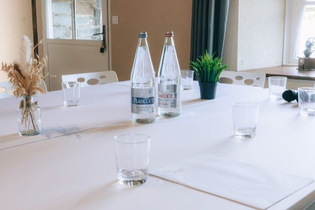 Conference table set and waiting for an inspection team