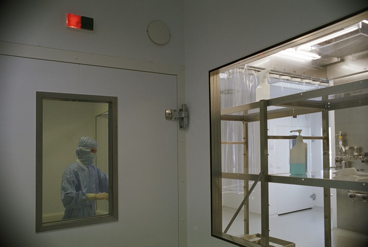 Interior of a pharmaceutical cleanroom built for aseptic manufacturing