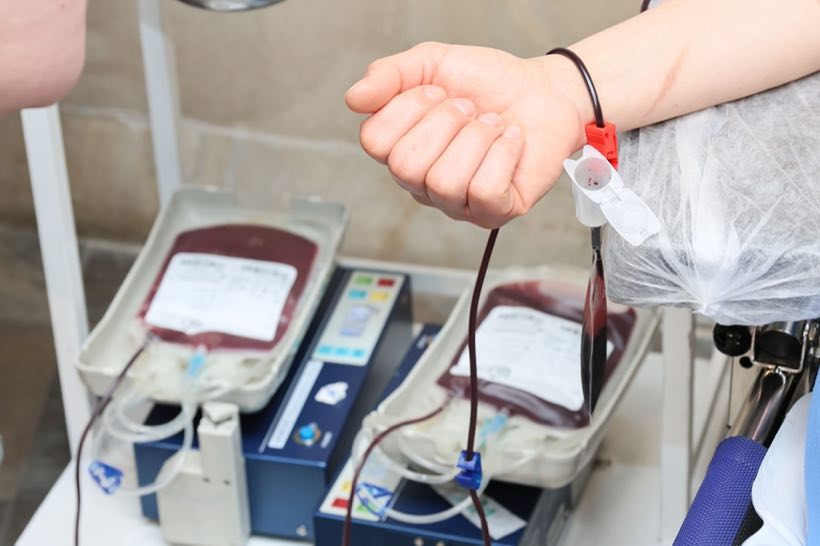Blood units collected during a transfusion procedure