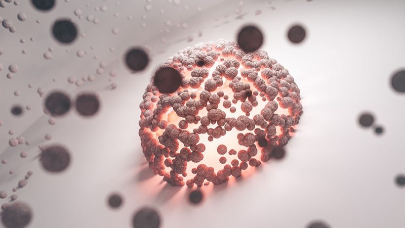 Glowing rendering of an immune cell under attack
