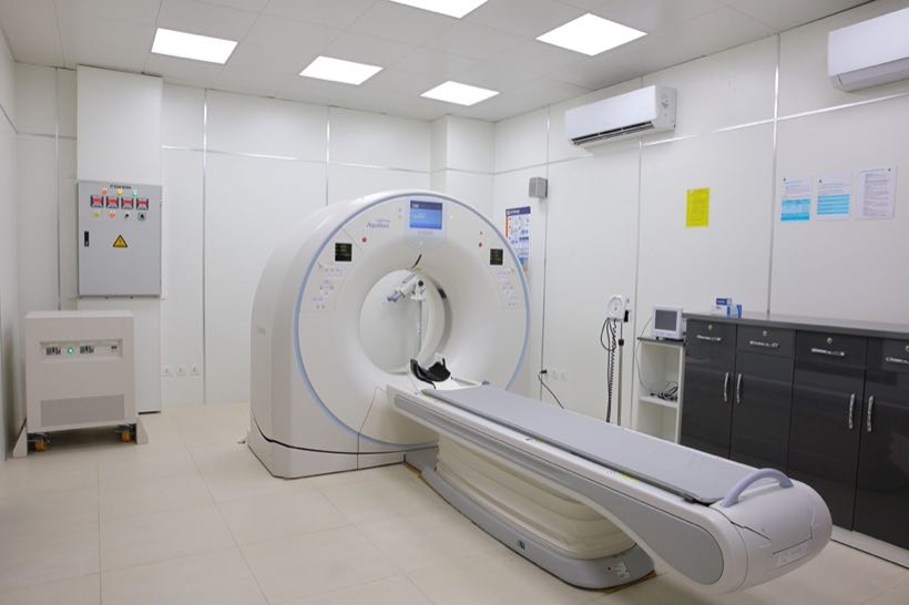 CT scanner in a bright modern imaging suite